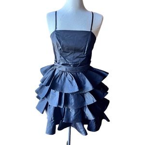 Vintage Betsy Johnson taffeta black party dress with bow back M